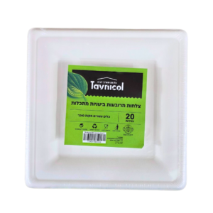 צלחת מרובעת מתכלה קנה סוכר 20 ס"מ 20 יחידות